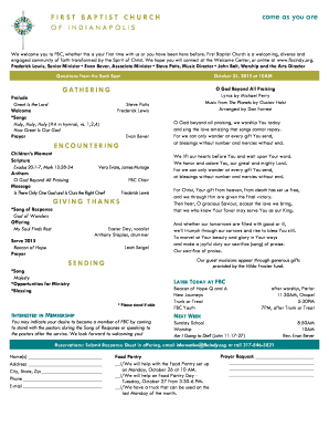 First Baptist Church Indianapolis Welcome Letter