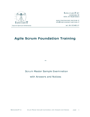 Scrum Master Sample Examination with Answers and Notices