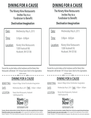 Dining for a Cause Fundraiser Voucher