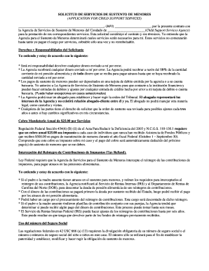 Solicitud de Servicios de Sustento de Menores