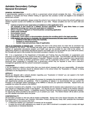 Australian School Enrolment Form