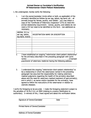 Veterinarian-Client-Patient Relationship Verification