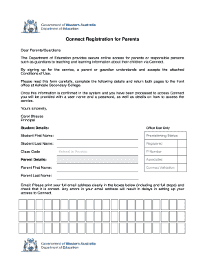 Connect Registration for Parents