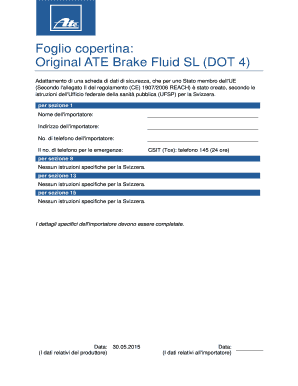 Foglio copertina: Original ATE Brake Fluid SL (DOT 4)