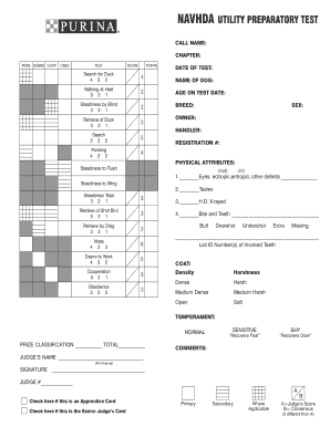 NAVHDA Utility Preparatory Test Form