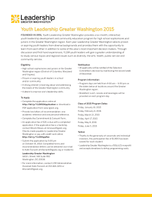 Youth Leadership Greater Washington 2015 - The Academy of the ... - academyoftheholycross