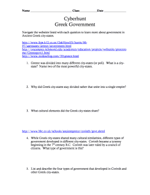 Ancient Greek Government Worksheet