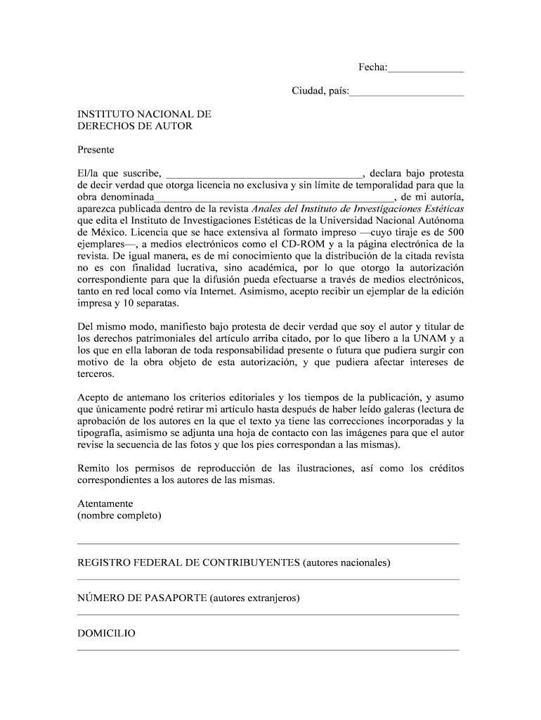 INSTITUTO NACIONAL DE DERECHOS DE AUTOR Presente El la Vista previa en la página 1