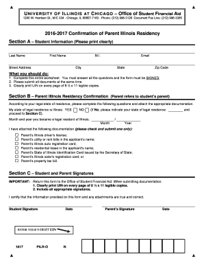 2016-2017 Confirmation of Parent Illinois Residency