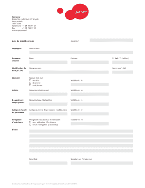 Avis de modifications
