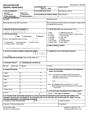 Federal Assistance Application Form