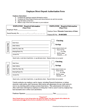 Employee Direct Deposit Authorization Form