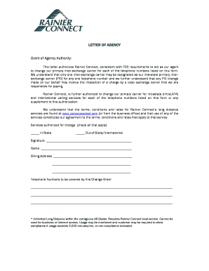 Letter of Agency for Carrier Change