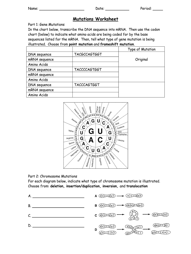 Mutations Worksheet Answer Key - Fill Online, Printable, Fillable Pertaining To Dna Mutations Practice Worksheet Answer