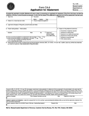Massachusetts Form CA-6 Application for Abatement