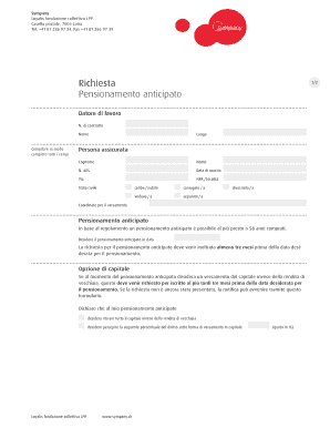 Richiesta 1/2 Pensionamento anticipato