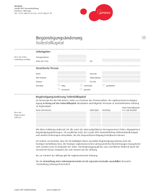 Formular für die Begünstigungsänderung Todesfallkapital