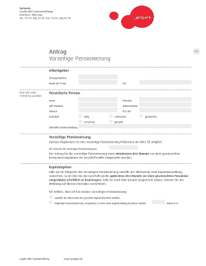 Antrag auf vorzeitige Pensionierung