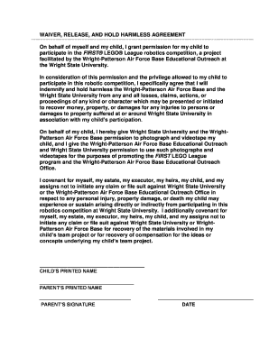 Hold harmless letter template - WAIVER RELEASE AND HOLD HARMLESS AGREEMENT On behalf of