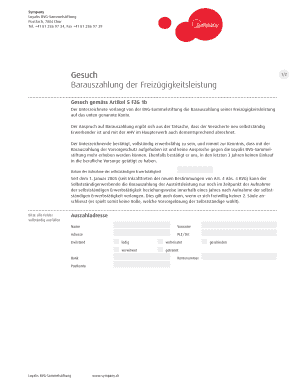 Gesuch um Barauszahlung der Freizügigkeitsleistung