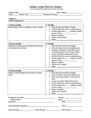 Seizure Action Plan for School