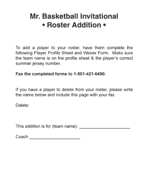 Mr. Basketball Invitational Player Profile Sheet and Waiver Form