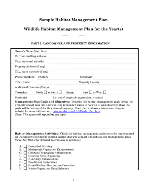 Wildlife Habitat Management Plan