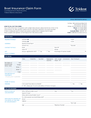 Boat Insurance Claim Form