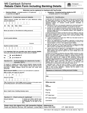 NSW M5 Cashback Rebate Claim Form