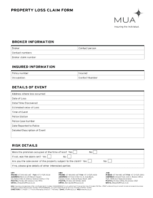 Property Loss Claim Form