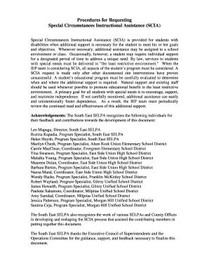 Special Circumstances Instructional Assistance Request