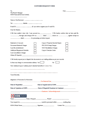 Customer Request Form