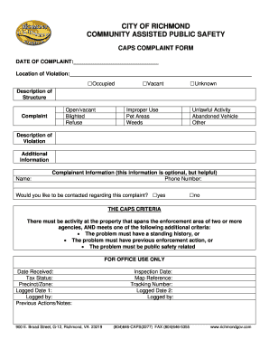 CAPS Complaint Form