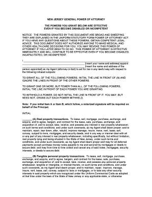 New Jersey General Power of Attorney