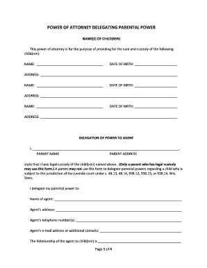 Wisconsin Parental Power of Attorney