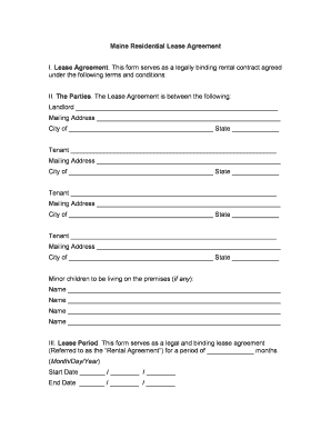 Maine Residential Lease Agreement