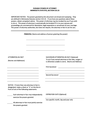 Minnesota Durable Power of Attorney