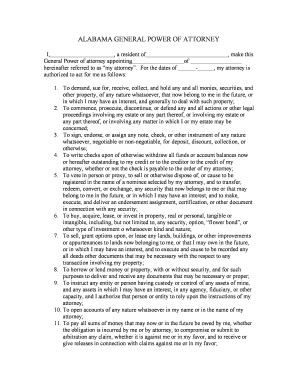 Alabama General Power of Attorney