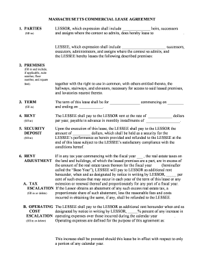 Massachusetts Commercial Lease Agreement