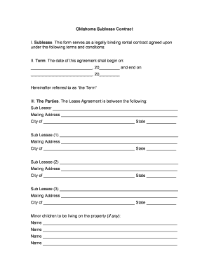 Oklahoma Sublease Contract