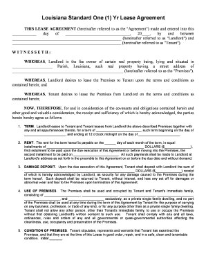 Louisiana 1 Year Lease Agreement