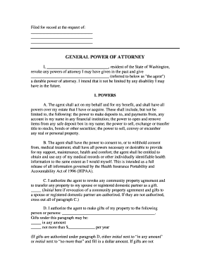Washington General Power of Attorney