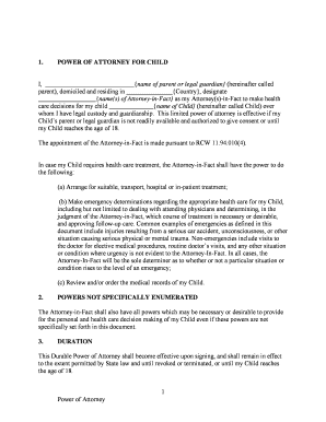 Power of Attorney for Child