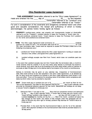 Rent agreement between company and individual - Ohio Residential Lease Agreement - LegalFormsorg