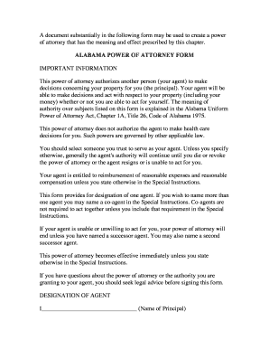 Alabama Power of Attorney Form