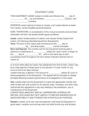 Equipment Lease Agreement