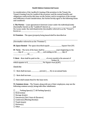 South Dakota Commercial Lease Agreement