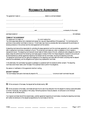 Roommate Agreement Template