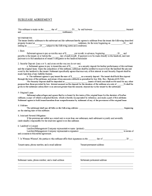 Sublease Agreement
