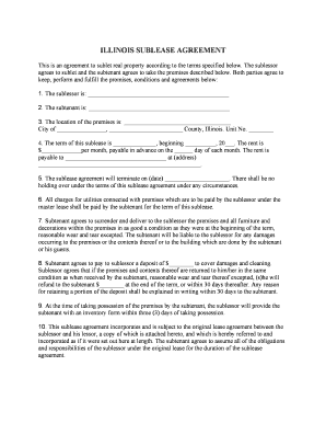 Illinois Sublease Agreement